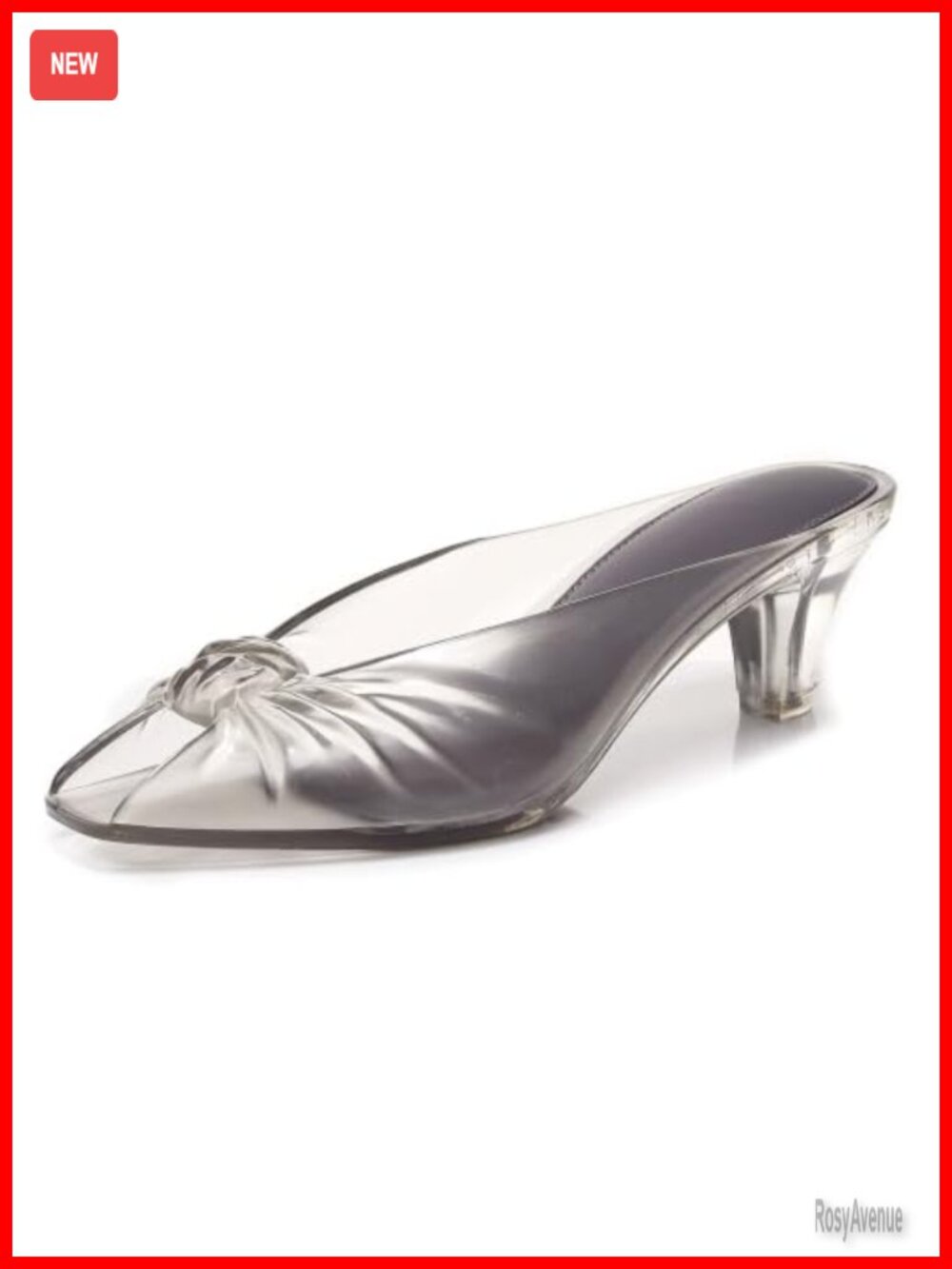 Women's TPU Jelly Peep-Toe Kitten Heel Mules with Bow Slide Sandals